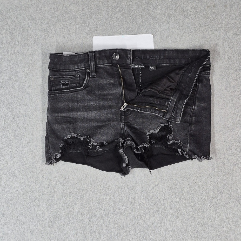 American Eagle Outfitters Women Shorts 6 Black Next Level Stretch High Rise